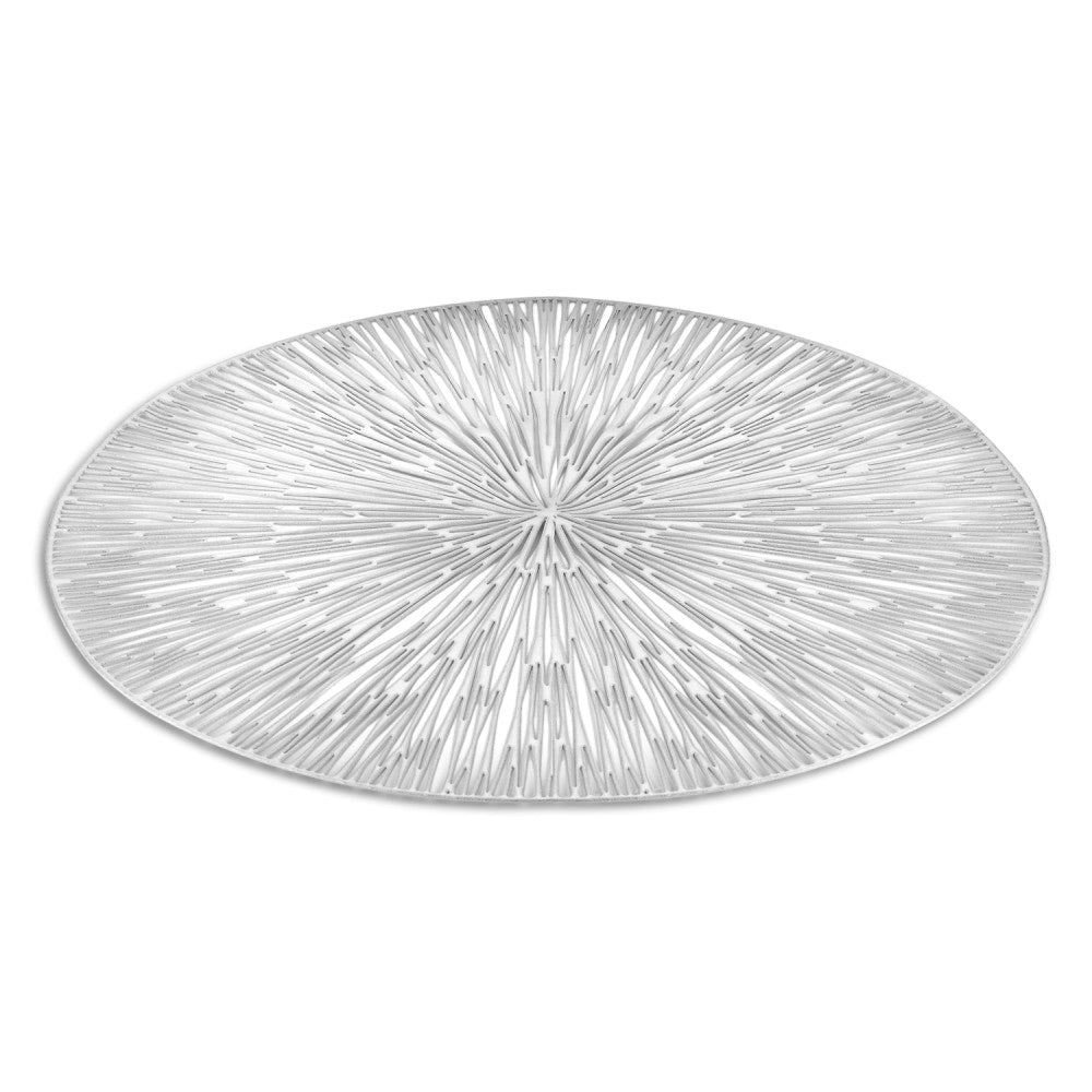 Cosmos Round Silver Vinyl Placemat