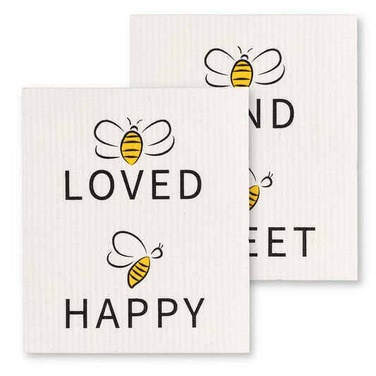 Set Of 2 - Bee Love Dish Cloth