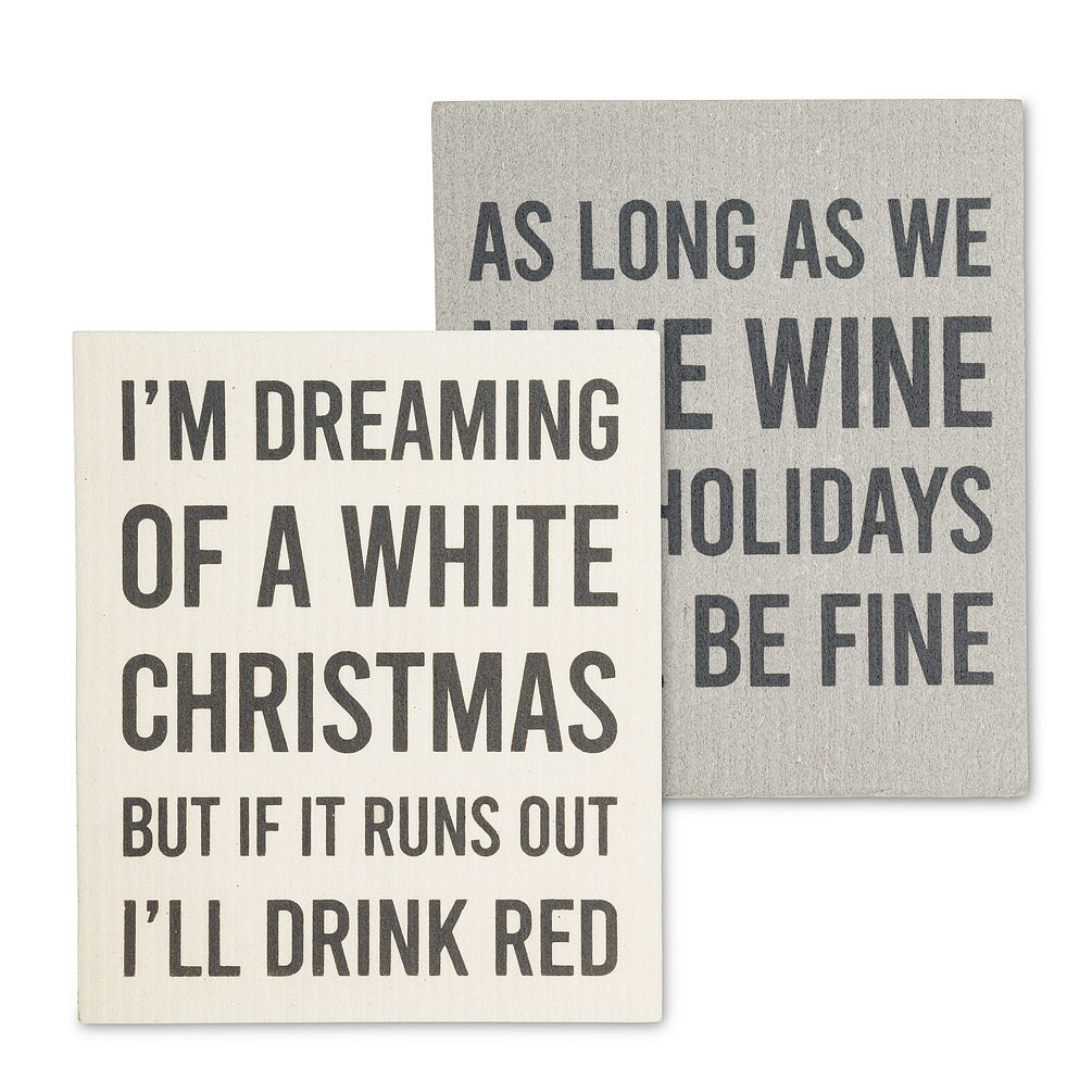 White Christmas Dish Clothes Set of 2