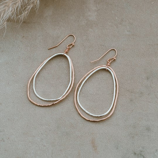 Noa Earrings-Silver/Rose Gold