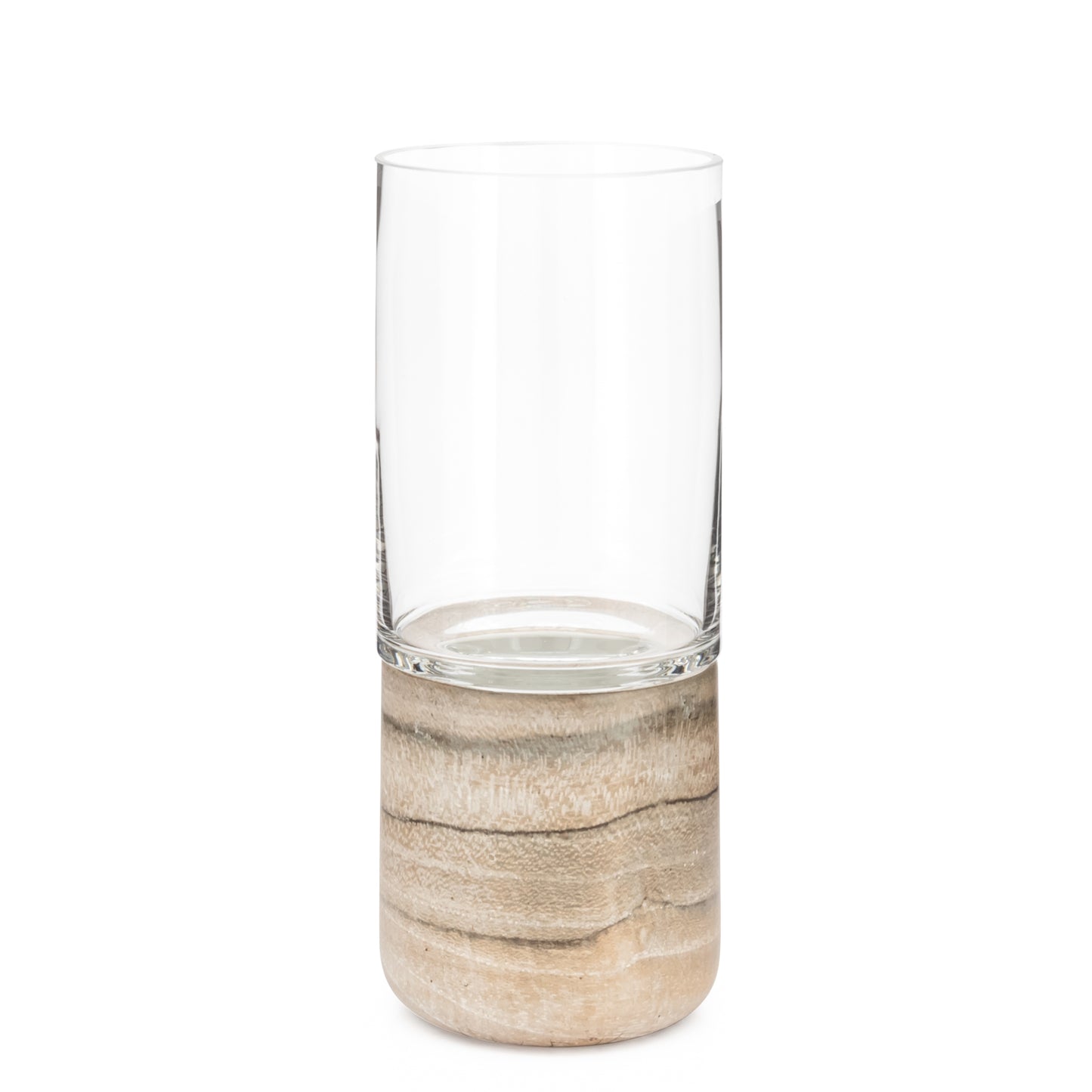 Bergen Bark 11.5"Ceramic & Glass Hurricane