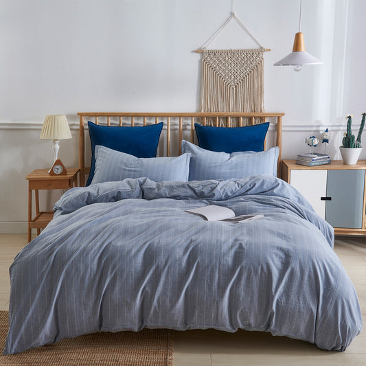 Denim Pinstripe Duvet w/Shams