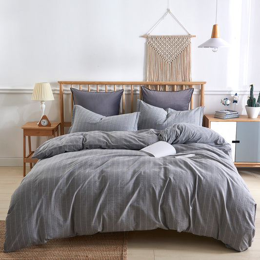 Denim Pinstripe Duvet w/Shams