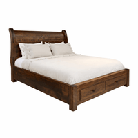 Platform Sleigh Bed With 2 End Drawers