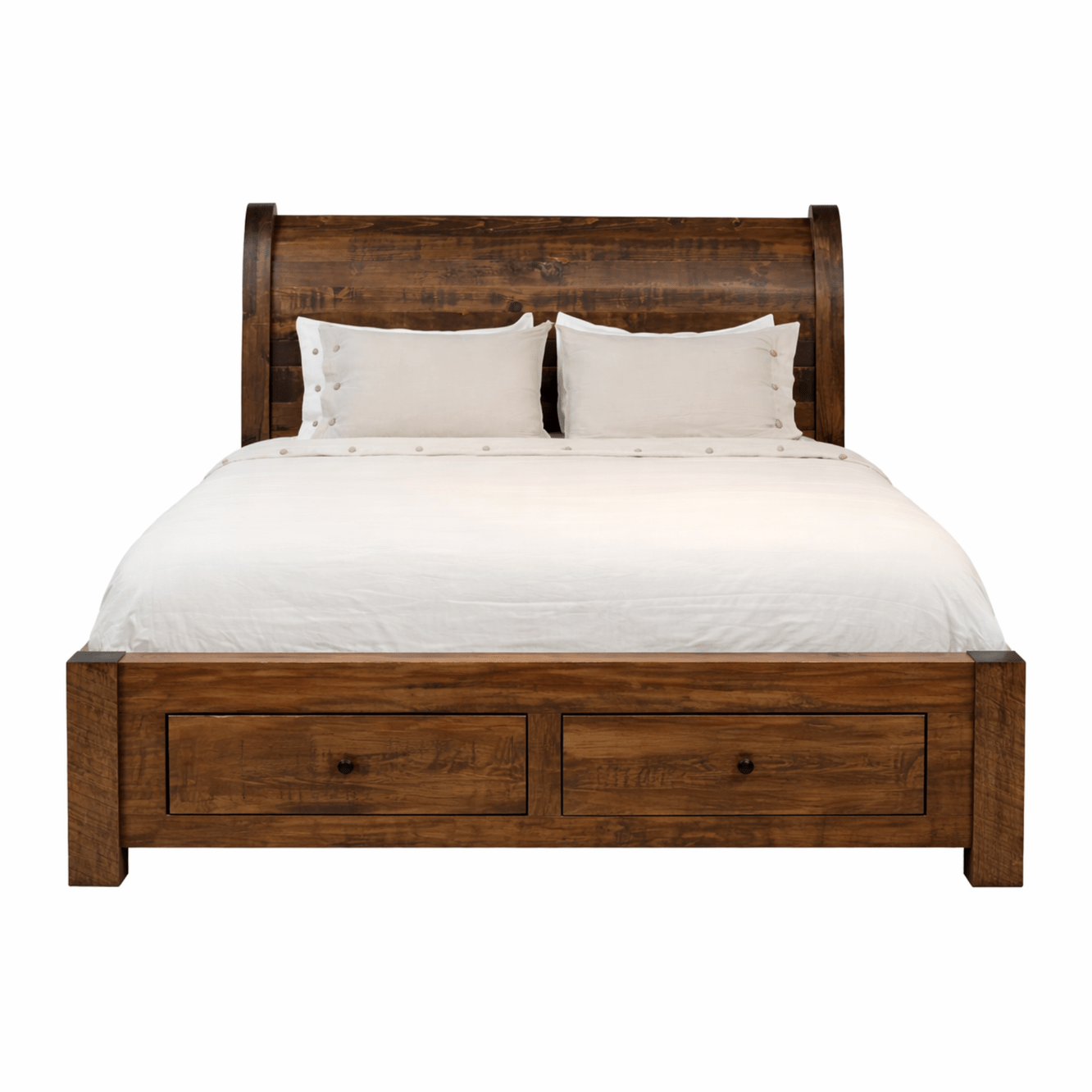 Platform Sleigh Bed With 2 End Drawers