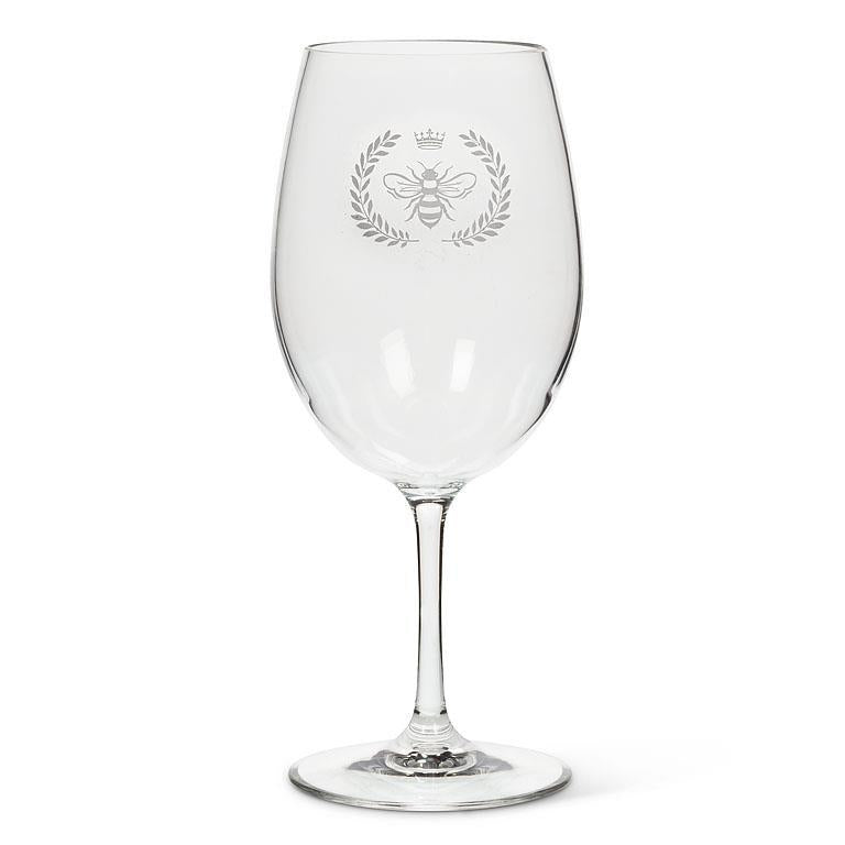 Bee In Crest Wine Glass - Frost