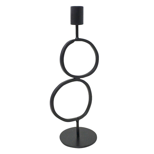 Candle Holder Metal Modern Rings Black
