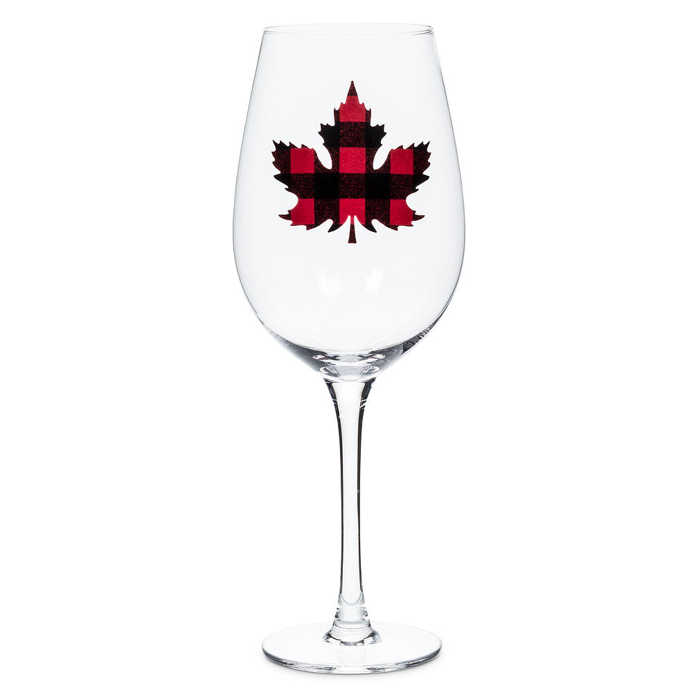 Check Maple Wine Glass