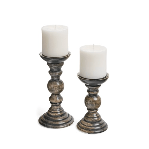 Blk/Natural Candle Holder - Lg.