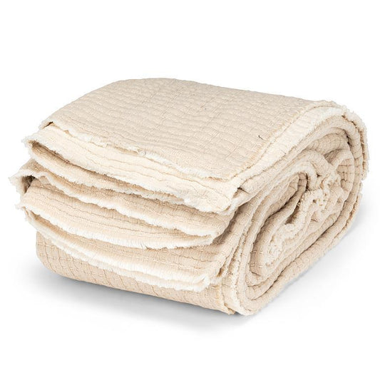 Overstitch Queen Bed Cover- Beige