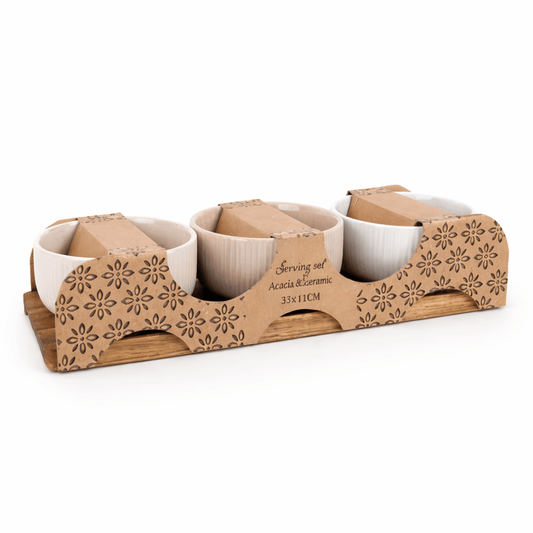 Tapas 3pc. Acacia/Ceramic Serving Set