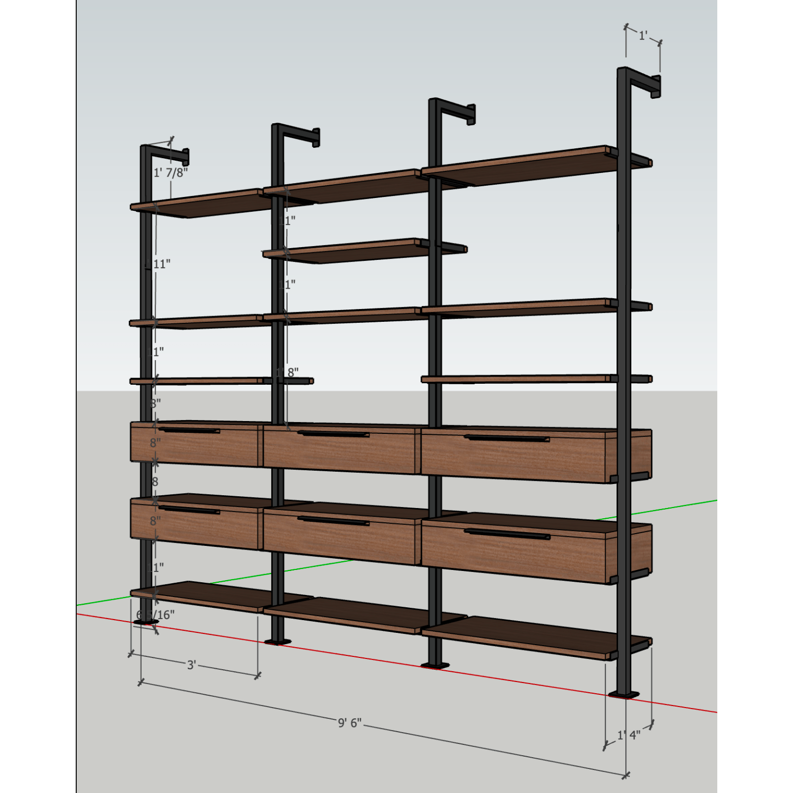 Griffon Lodge Wall Shelf w/Drawers