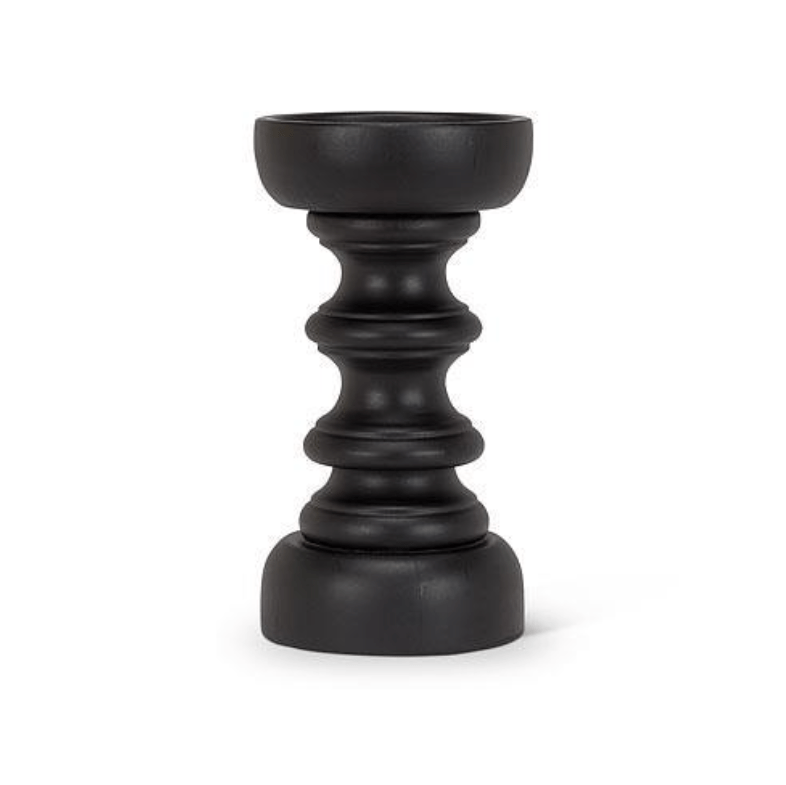 Turned Pillar Candle Holder - Sm. Blk.