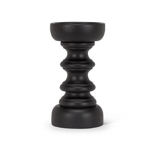 Turned Pillar Candle Holder - Sm. Blk.