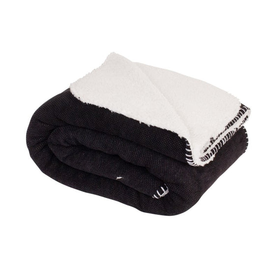 Plush Sherpa Revers Throw - Black