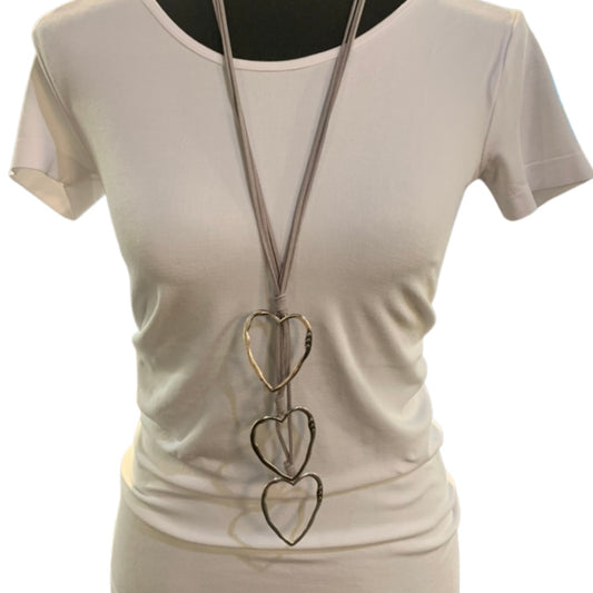 Triple Heart Necklace on Suede