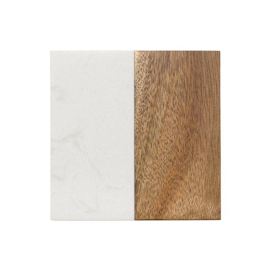 Cassie Marble Acacia Coasters Set Of 4